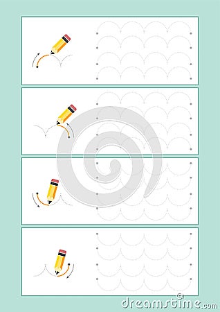 Tracing Lines vector for preschool or kindergarten and special Education. Tracing Lines for developing fineÂ motor skills Vector Illustration